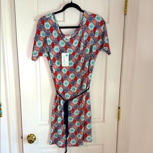 Cabana Life Coral and Blue Boatneck Sun Protection Dress